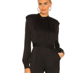 Veronica Beard Kavia Jumpsuit Black Satin Size 6.